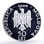 Moldova 50 lei Hirjauca Monastery Religion Architecture silver coin 2000