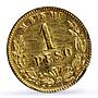 Mexico 1 peso Federal Republic Coinage M MO Mark KM-410 gold coin 1904