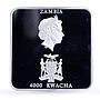 Zambia 4000 kwacha Illusion Woman Cat Paintings Art proof silver coin 2001