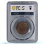 Spain 25 milesimas Glorious Revolution Provisional MS64 PCGS bronze coin 1868