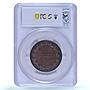 France Empress Eugenie de Montijo Visit Divo-192 MS62 PCGS BN copper medal 1854