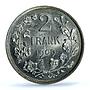 Belgium 2 francs Leopold II Dutch Text KM-59 MS 63 PCGS silver coin 1909