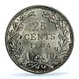 Netherlands 25 cents Queen Wilhelmina Coinage KM-120 MS 63 PCGS silver coin 1904