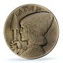 Latvia 10 gulden Republic Man with Spade Fantasy MS 64 PCGS silver coin 1936
