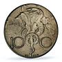 Latvia 10 gulden Republic Man with Spade Fantasy MS 64 PCGS silver coin 1936