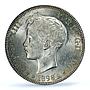 Spain 5 pesetas Alfonso XIII Child Portrait KM-707 MS 62 PCGS silver coin 1898