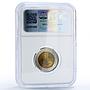 Egypt 1 pound Suez Canal Reverse Mule Ship MS 64 NGC bimetal coin 2011 (2015)