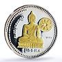 Laos 50 kip Buddha w/ Wheel Buddhism Religion Gilt PF 69 NGC silver coin 1997