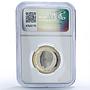 Morocco 100 dirhams Rabat Chellah Door UNESCO PF 69 NGC bimetal coin 2012
