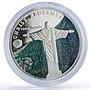 Mongolia 500 togrog Christ Redeemer Brazil New Wonders proof silver coin 2008