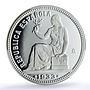 Spain Republic 1 Peseta Restrike Replica 1933 SP 69 PCGS silver token 2020