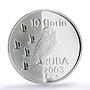 Netherlands Aruba 10 florin Owl Bird Wildlife Fauna PL 70 PCGS silver coin 2003