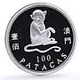 China Macau 100 patacas Year of the Monkey Lunar Calendar proof silver coin 2004
