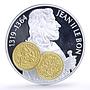 Netherlands 10 guldens John II Franc D Or A Cheval Gilt proof silver coin 2001