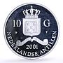 Netherlands 10 guldens John II Franc D Or A Cheval Gilt proof silver coin 2001