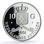 Netherlands 10 guldens Clovis I Tremissisfiorino D Oro proof silver coin 2001