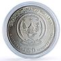 Rwanda 50 francs Lion African Ounce Wildlife Fauna Matte silver coin 2010