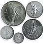 Mexico Various Onzas Set Libertad Angel of Independence BU silver coins 1992