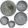 Mexico Various Onzas Set Libertad Angel of Independence BU silver coins 1992
