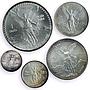 Mexico Various Onzas Set Libertad Angel of Independence BU silver coins 1994