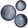 Mexico 5 2 1 pesos Set Chaac Mool Precolombina Maya BU silver coins 1994