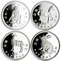 China Macau 100 patacas x 12 Set Lunar Calendar Animals silver coins 1992 - 2003