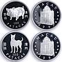 China Macau 100 patacas x 12 Set Lunar Calendar Animals silver coins 1992 - 2003