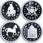 China Macau 100 patacas x 12 Set Lunar Calendar Animals silver coins 1992 - 2003