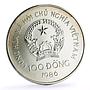 Vietnam 100 dong Elephant Protection Nature Wildlife Fauna silver coin 1986