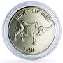 Vietnam 100 dong Buffalo Bull Protection Nature Wildlife Fauna silver coin 1986