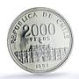Chile 2000 pesos Mint Anniversary Metalworkers KM-223 MS67 PCGS silver coin 1993