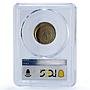 Mexico 20 pesos Republic G. Victoria Error Struck MS65 PCGS brass coin 1985