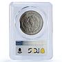Mexico 50 pesos Republic Mint Error Clipped Planchet MS 64 PCGS CuNi coin 1982