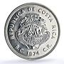 Costa Rica 100 colones Manatee Conservation KM-201 Fauna silver coin 1974