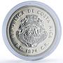 Costa Rica 100 colones Manatee Conservation KM-201 Fauna silver coin 1974
