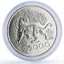 Indonesia 2000 rupiah Javan Tiger Conservation KM-39 Cat Fauna silver coin 1974