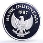 Indonesia 10000 rupiah Babi Rusa Wildlife KM-45 Pig Fauna proof silver coin 1987