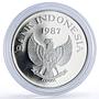 Indonesia 10000 rupiah Babi Rusa Wildlife KM-45 Pig Fauna proof silver coin 1987