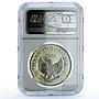 Indonesia 2000 rupiah Javan Tiger KM-39 Cat Fauna MS 65 NGC silver coin 1974