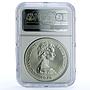 Cayman Islands 25 dollars Wedding Elizabeth II Philip MS 67 NGC silver coin 1972