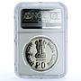 India 20 rupees Indira Gandhi Death KM-241 Politics MS 66 NGC CuNi coin 1985
