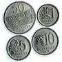 Paraguay 50 10 5 1 guaranies Set Republic Commemorative proof steel coins 1975