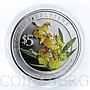 Singapore set of 2 coins 5 dollars Orchids flora silver coloured coin 2008