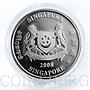 Singapore set of 2 coins 5 dollars Orchids flora silver coloured coin 2008