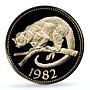 Belize 100 dollars Kinkajou KM-70 Wildlife Fauna PR 70 PCGS gold coin 1982