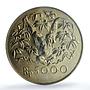 Indonesia 5000 rupiah Orangutan KM-40 Monkey Fauna MS 68 PCGS silver coin 1974