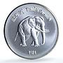 Vietnam 100 dong Elephant KM-21 Wildlife Protection Fauna silver coin 1986