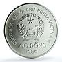 Vietnam 100 dong Peacock KM-20 Wildlife Protection Fauna Bird silver coin 1986