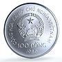 Vietnam 100 dong Peacock KM-20 Wildlife Protection Fauna Bird silver coin 1986