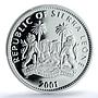 Sierra Leone 10 dollars Leopard Coloured KM-248a Cat PR 69 PCGS silver coin 2001